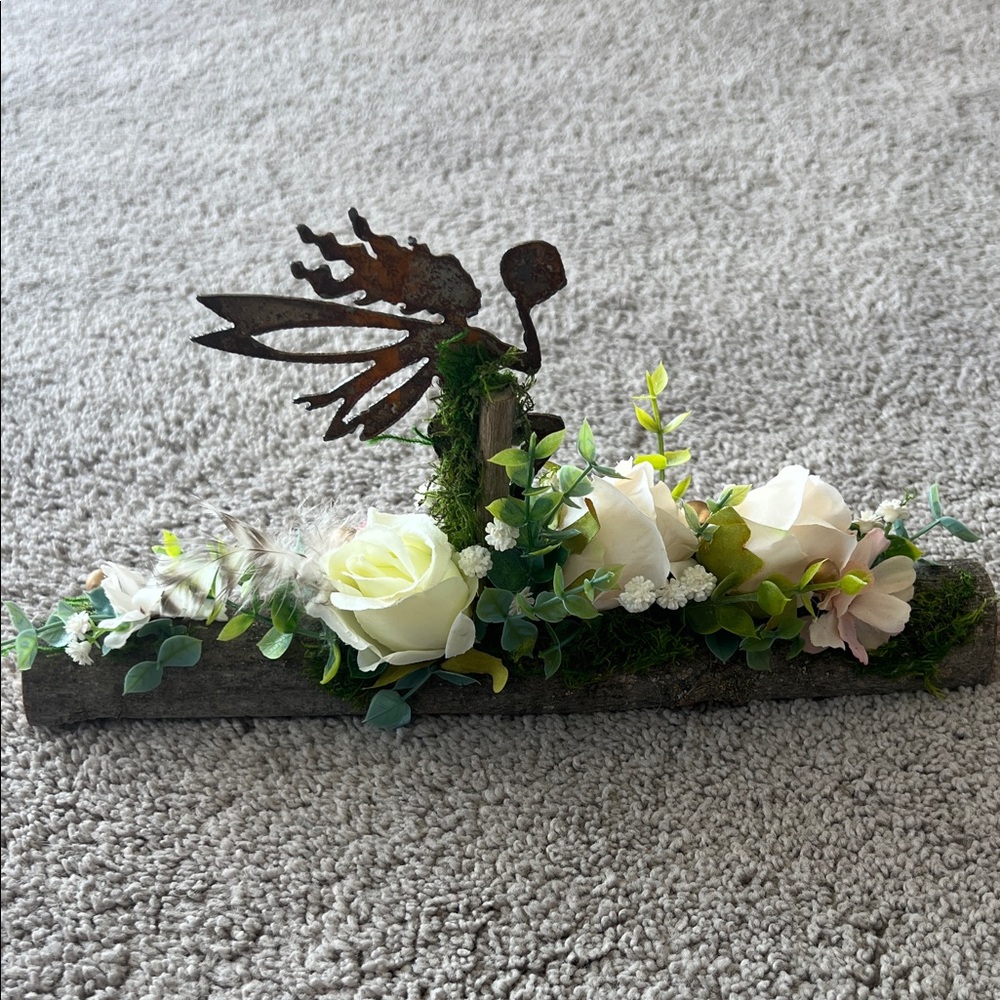 Fairy Garden Floral Arrangement with White and Green Accents
